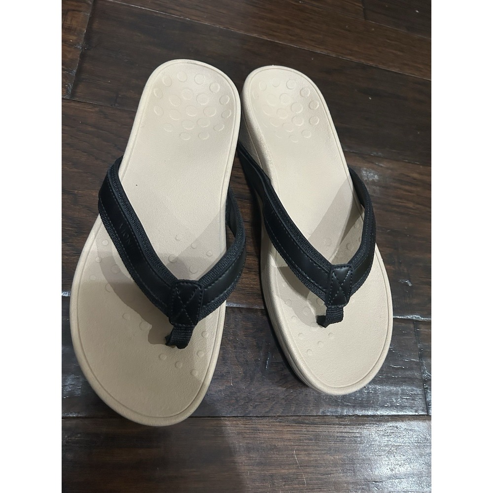 Vionic Womens Sandal High Tide Size 9 Black Thong Platform Shoes Flip Flop